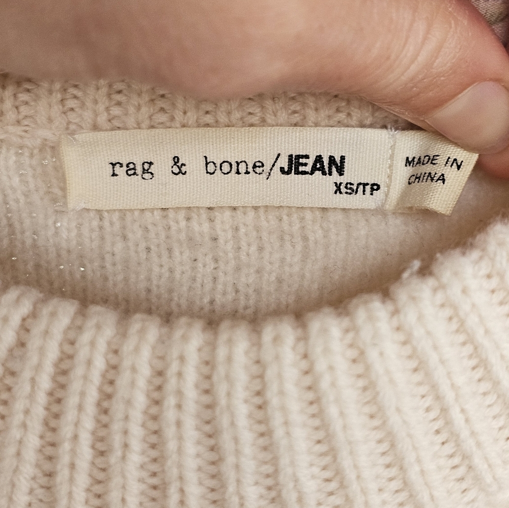 Rag & Bone Jana Sweater Cream and Gray Knit Crew Neck - Picture 7 of 10